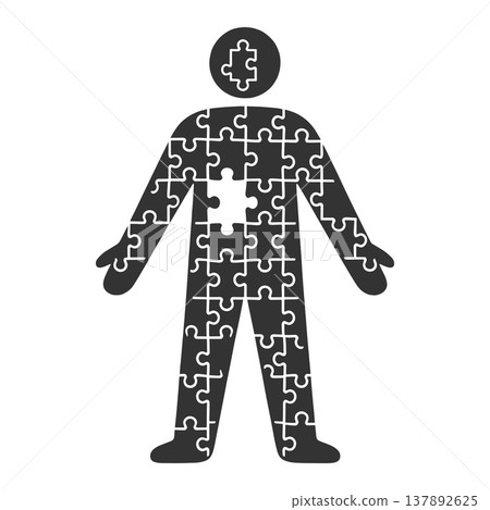 Human Figure Made of Puzzle Pieces Concept Human Figure Made of Puzzle Pieces Concept 137892625