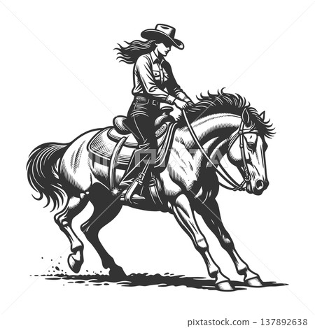Cowgirl Riding Horse Western Rodeo Action vector Cowgirl Riding Horse Western Rodeo Action vector 137892638