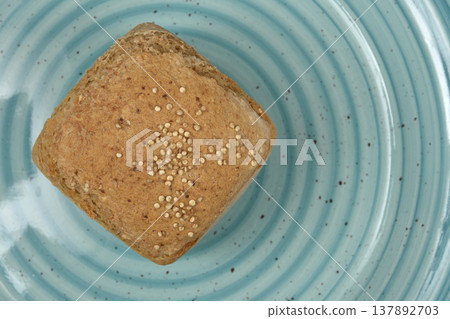 Square Whole Wheat Bread Roll Top View Square Whole Wheat Bread Roll Top View 137892703