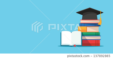 Graduation Cap with stack of books vector illustration Graduation Cap with stack of books vector illustration 137892865