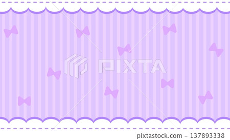 可愛的緞帶和褶邊邊框背景 137893338