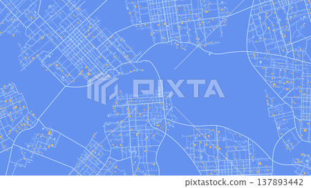 Top, aerial or bird eye view of modern city. Abstract navigation plan of huge urban area. vector illustration Top, aerial or bird eye view of modern city. Abstract navigation plan of huge urban area. vector illustration 137893442