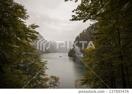 Lake Konigssee in autumn, Bavaria, Germany Lake Konigssee in autumn, Bavaria, Germany 137893476