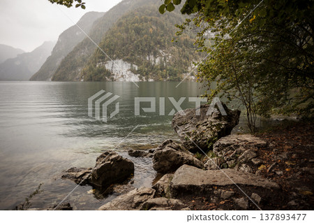 Lake Konigssee in autumn, Bavaria, Germany Lake Konigssee in autumn, Bavaria, Germany 137893477