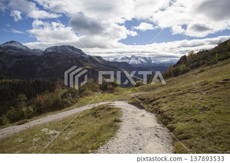 Mountain hiking Jenner mountain in autumn, Bavaria, Germany 137893533