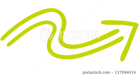 Illustration 4 of a double-lined, hand-drawn arrow (yellow-green) Illustration 4 of a double-lined, hand-drawn arrow (yellow-green) 137894014