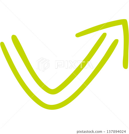 Illustration 14 of a hand-drawn double-lined arrow (yellow-green) 137894024