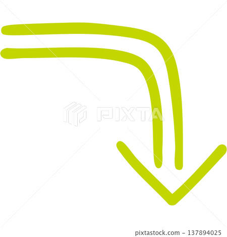 Illustration 15 of a hand-drawn double-lined arrow (yellow-green) 137894025