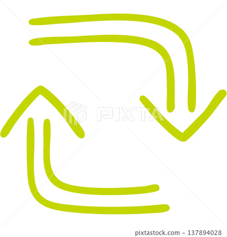 Illustration 18 of a hand-drawn double-lined arrow (yellow-green) 137894028