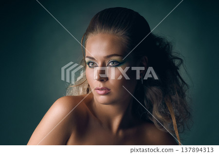 Blonde with bright makeup Blonde with bright makeup 137894313