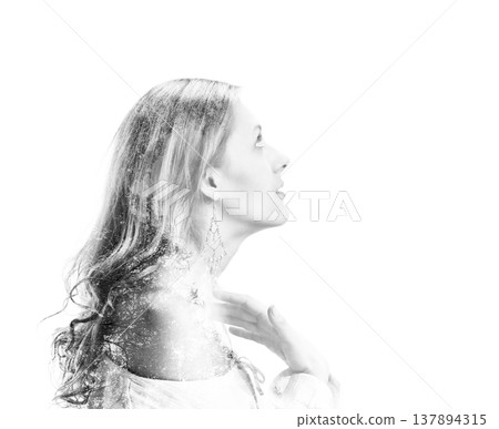 Beautiful woman in profile Beautiful woman in profile 137894315