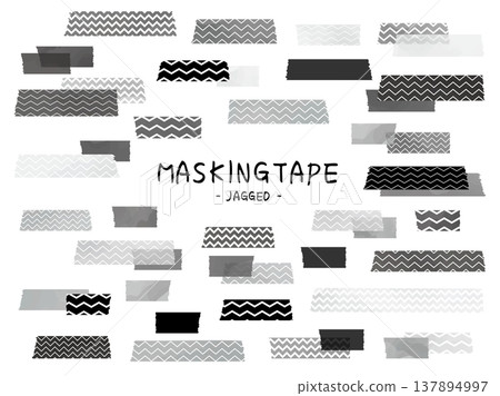 Monochrome zigzag pattern masking tape set Monochrome zigzag pattern masking tape set 137894997