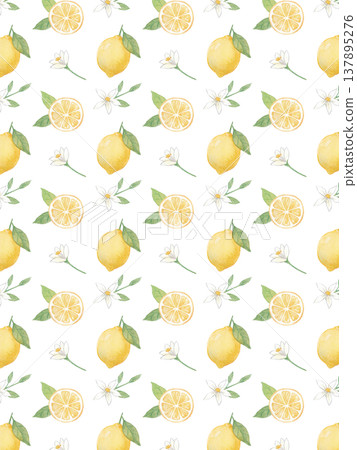 Watercolor lemon vintage wallpaper Watercolor lemon vintage wallpaper 137895276