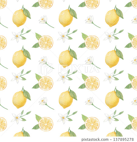 Watercolor lemon vintage wallpaper Watercolor lemon vintage wallpaper 137895278