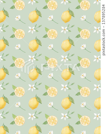 Watercolor lemon vintage wallpaper Watercolor lemon vintage wallpaper 137895284
