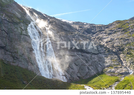 glacial meltwater on rocky mountain in Norway glacial meltwater on rocky mountain in Norway 137895440
