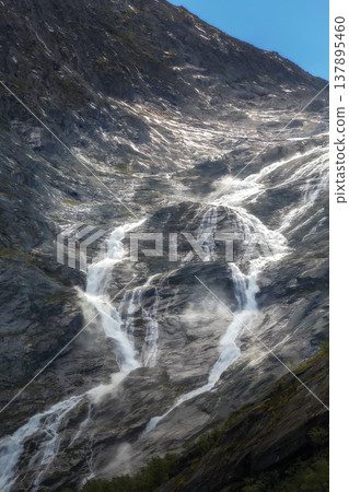 glacial meltwater on rocky mountain in Norway glacial meltwater on rocky mountain in Norway 137895460