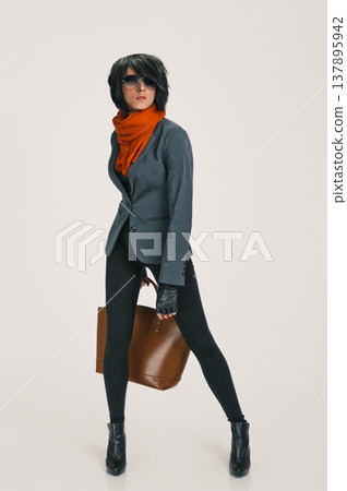 attractive lady with bag attractive lady with bag 137895942