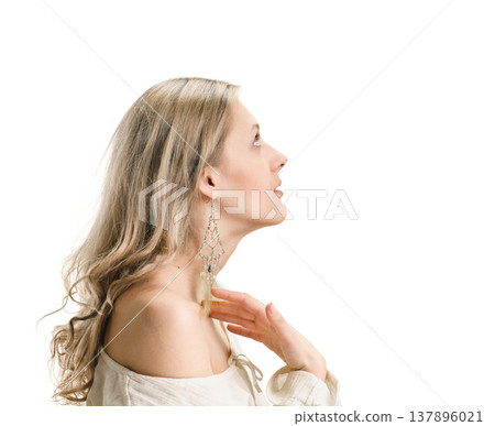 Beautiful woman in profile Beautiful woman in profile 137896021