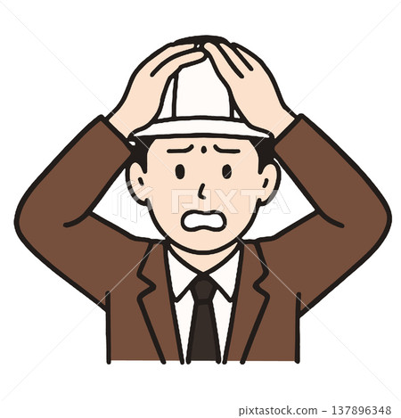 Worried businessman holding helmet suit tie male stress safety office illustration Worried businessman holding helmet suit tie male stress safety office illustration 137896348