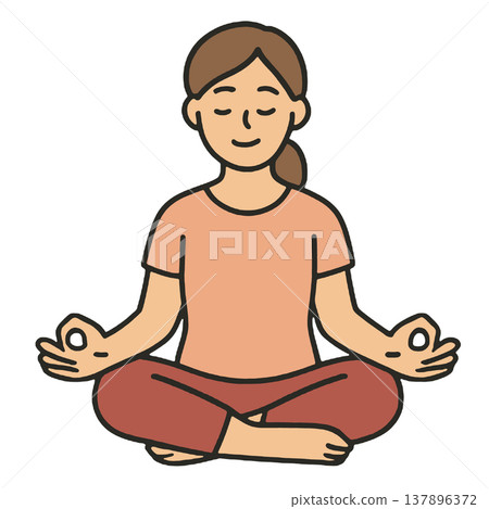 Woman yoga meditation relaxation mindfulness sitting cross legged peaceful calm Woman yoga meditation relaxation mindfulness sitting cross legged peaceful calm 137896372