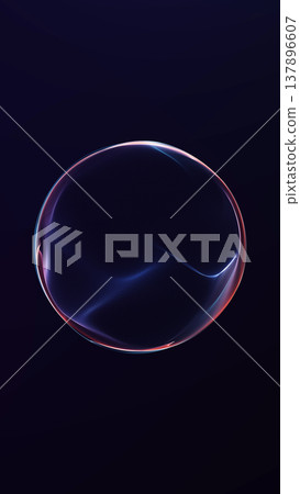 Abstract blue and red energy sphere on dark background with soft glowing contour, elegant futuristic form and deep atmospheric minimal style. 137896607