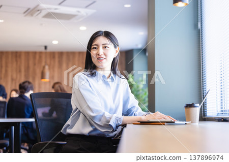 Business woman working in coworking space Business woman working in coworking space 137896974