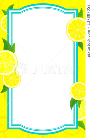 簡單的檸檬切片背景，淺藍色邊框 2_垂直 137897058
