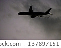 Plane taking off at dusk 137897151