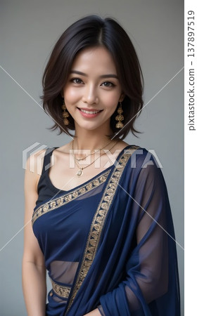 身著印度傳統服飾的女子肖像 137897519