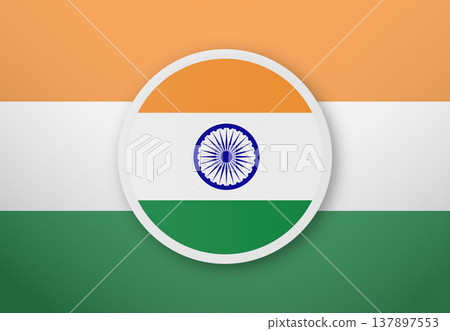 India flag circle badge on tricolor background. Vector illustration India flag circle badge on tricolor background. Vector illustration 137897553