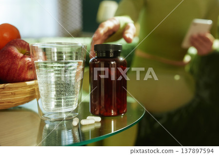 Mindful Health Routine with Vitamins and Digital Planning Mindful Health Routine with Vitamins and Digital Planning 137897594