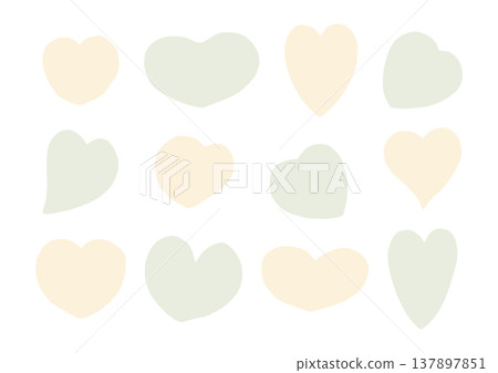A set of loosely drawn, heart-shaped frames in various forms (yellow and green). A set of loosely drawn, heart-shaped frames in various forms (yellow and green). 137897851