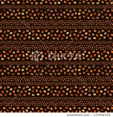 Chocolate eggs seamless vector pattern, Dark brown background with egg shaped elements for Easter designs Chocolate eggs seamless vector pattern, Dark brown background with egg shaped elements for Easter designs 137898386