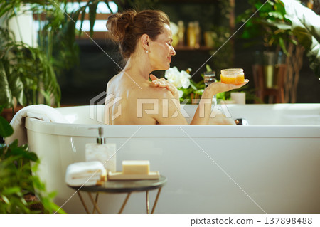 Tranquil Bath Time with Natural Body Scrub 137898488