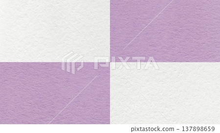 White and light lavender checkered paper texture background with four sections and copy space. Geometric template with blocks 137898659