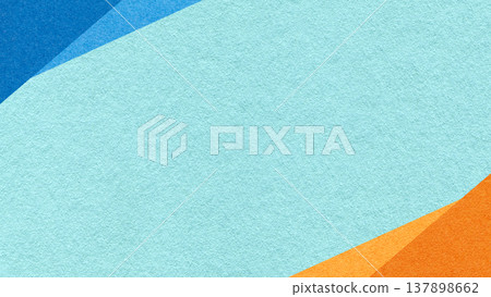 Light turquoise paper texture background with blue orange geometric corners gradient layers, copy space for banner presentation 137898662