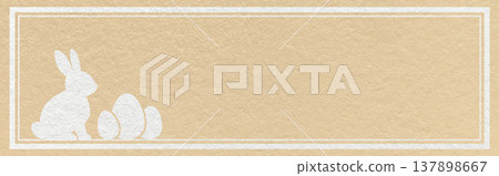 Easter website header banner with white bunny and eggs silhouette on light beige textured paper background with copy space Easter website header banner with white bunny and eggs silhouette on light beige textured paper background with copy space 137898667