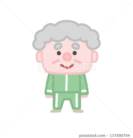 A set of cute illustrations of elderly men in gym clothes exercising. A set of cute illustrations of elderly men in gym clothes exercising. 137898704