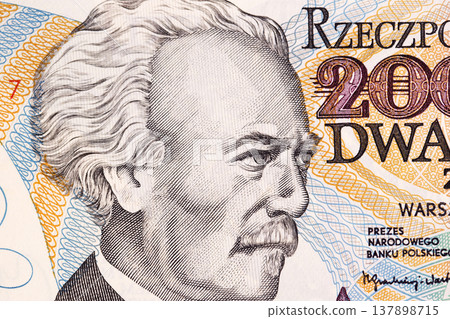 Ignacy Jan Paderewski a closeup portrait from old Polish money Ignacy Jan Paderewski a closeup portrait from old Polish money 137898715