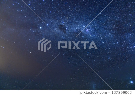 Serene night sky full of star and milky way galaxy over uyuni bolivia 137899063