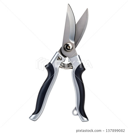 Sharp pruning shears or secateurs for gardening, with clean blades and ergonomic handles. Ideal for plant care, landscaping, and horticulture Sharp pruning shears or secateurs for gardening, with clean blades and ergonomic handles. Ideal for plant care, landscaping, and horticulture 137899082