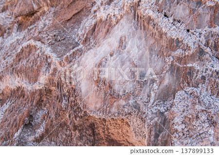 Rugged dinosaur rock with salt crystal in Valle de la Luna Chile Rugged dinosaur rock with salt crystal in Valle de la Luna Chile 137899133