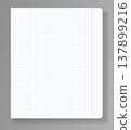 A blank squared notebook on a flat surface. The layout highlights the squared paper pattern ready for use in various design projects 137899216