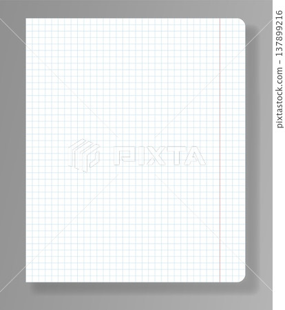 A blank squared notebook on a flat surface. The layout highlights the squared paper pattern ready for use in various design projects 137899216