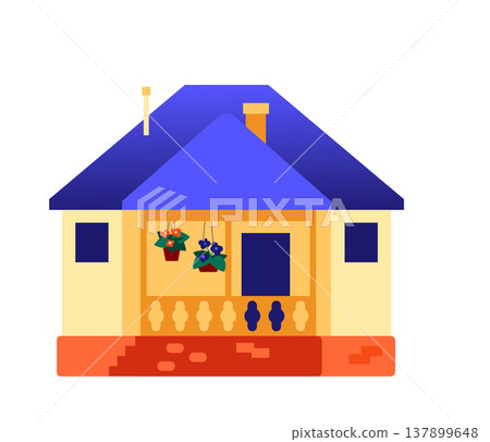 Serbian house - colorful flat design style illustration 137899648