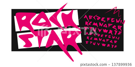 Punk Rock Font Logo Alphabet Acute Brushstroke Letter Set Modern Typography, Creative Music Typographic Design for Festival Title Text, Typo Poster Headline. Cool Funky Fonts. Vector Typeface Punk Rock Font Logo Alphabet Acute Brushstroke Letter Set Modern Typography, Creative Music Typographic Design for Festival Title Text, Typo Poster Headline. Cool Funky Fonts. Vector Typeface 137899936