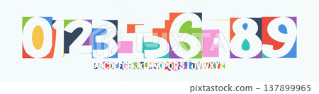 Funky Color Numbers Letters Alphabet Font for Kid Birthday Years Logo, Corporate Anniversary Sign, Race Sport Team Jersey Numeric. Colorful Paper Typographic Design. Sports Num. Vector Illustration Funky Color Numbers Letters Alphabet Font for Kid Birthday Years Logo, Corporate Anniversary Sign, Race Sport Team Jersey Numeric. Colorful Paper Typographic Design. Sports Num. Vector Illustration 137899965