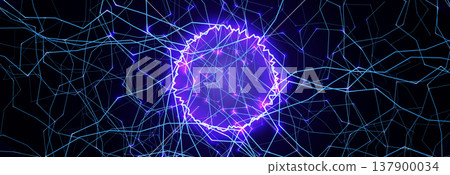 Artificial intelligence neural network web background, glowing neurone tree lines BG for science presentation, medical research, neurology AI forum. Neural networks backgrounds. Vector illustration 137900034