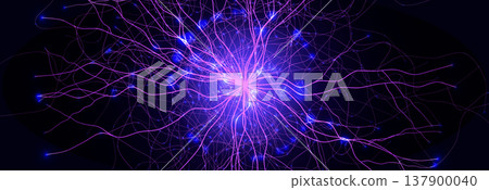 Neuron Firing Human Brain Neural Network Innovate Science Technology Background. Medical Neurology Bio Tech Scientific Research Banner Flash Glow Fractal. Blue AI Digital Net. Vector Illustration Neuron Firing Human Brain Neural Network Innovate Science Technology Background. Medical Neurology Bio Tech Scientific Research Banner Flash Glow Fractal. Blue AI Digital Net. Vector Illustration 137900040